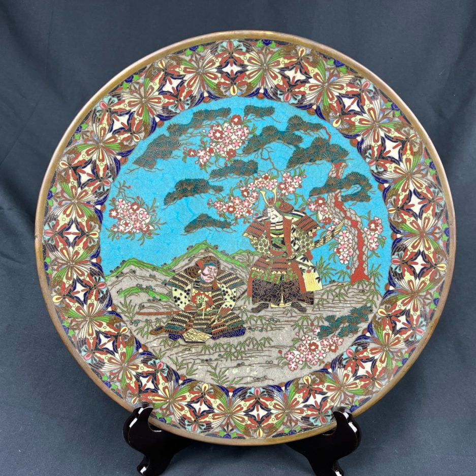 Plat cloisonné japon samourai art décoratif japonais