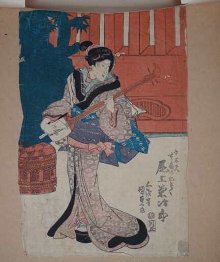 Kunisada Toyokuni 3 III estampe japonaise joueuse de shamisen