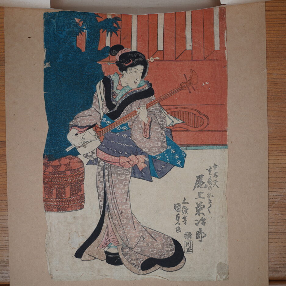 Kunisada Toyokuni 3 III estampe japonaise joueuse de shamisen