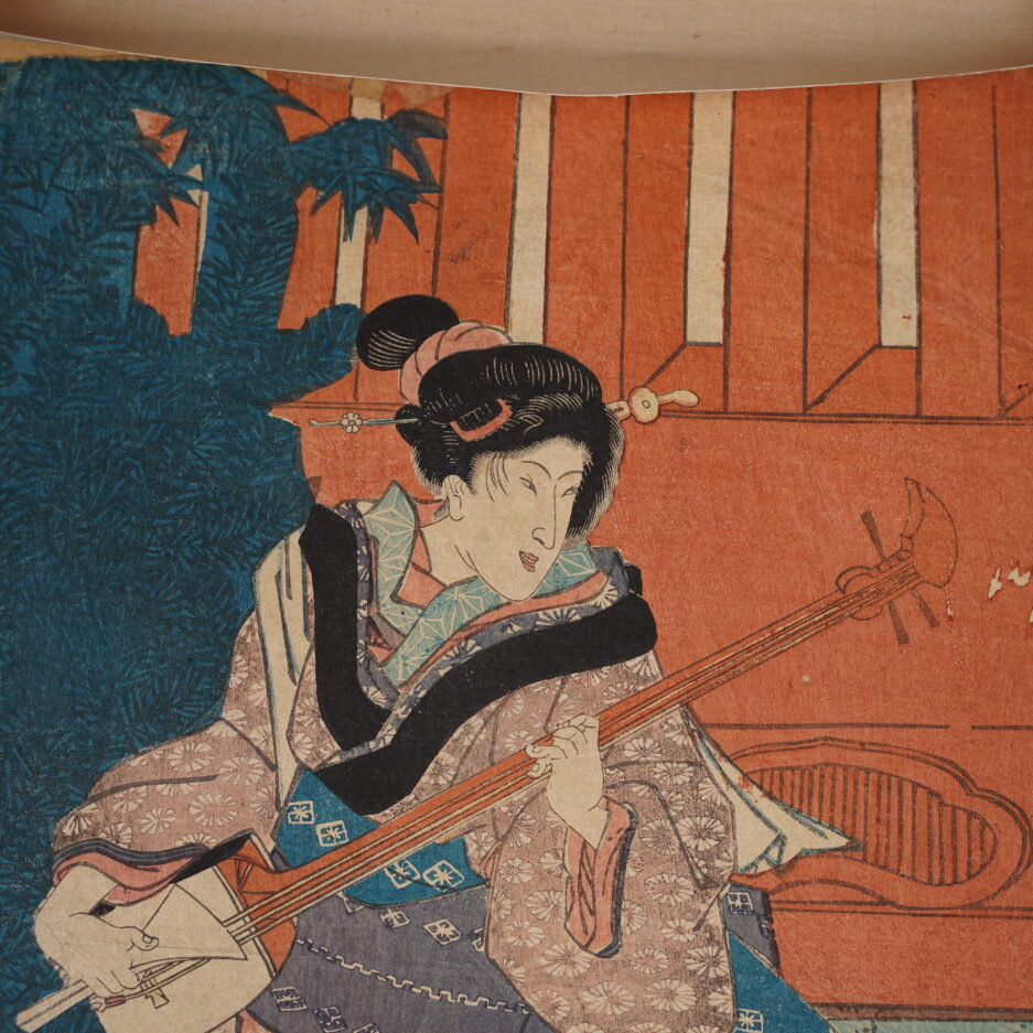 Kunisada Toyokuni 3 III estampe japonaise joueuse de shamisen