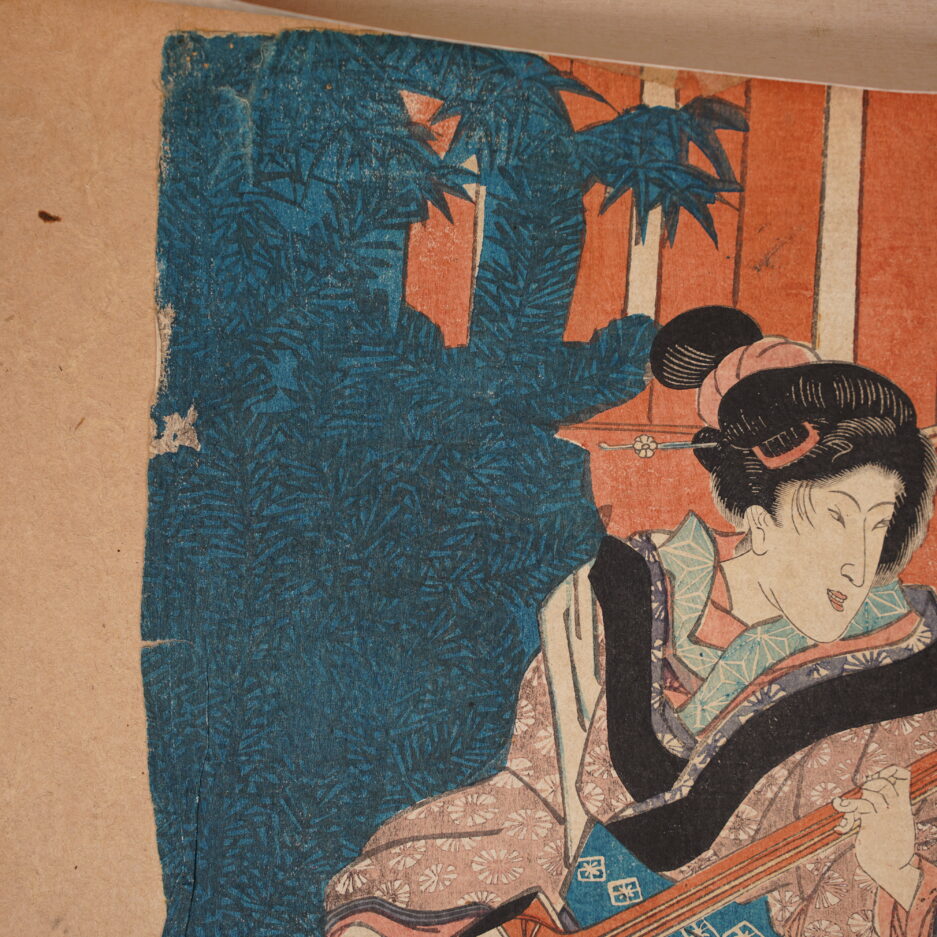 Kunisada Toyokuni 3 III estampe japonaise joueuse de shamisen