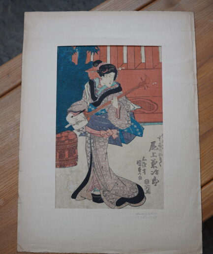 Kunisada Toyokuni 3 III estampe japonaise joueuse de shamisen