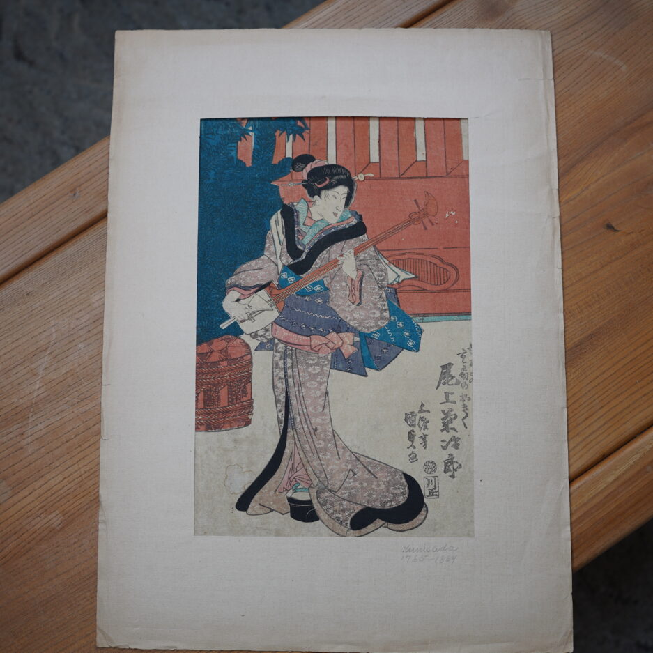 Kunisada Toyokuni 3 III estampe japonaise joueuse de shamisen