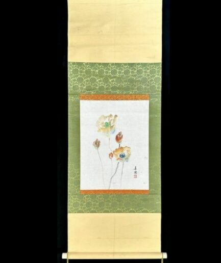 Kakemono japonais fleurs japonaises coquelicots