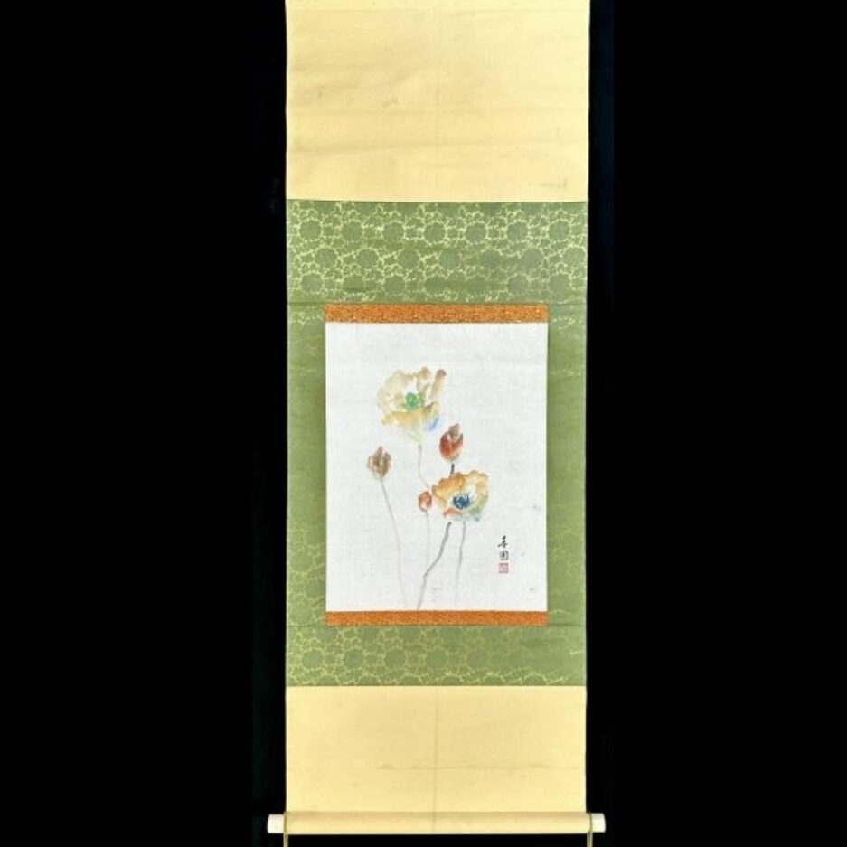 Kakemono japonais fleurs japonaises coquelicots