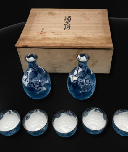 Set saké bouteilles tokkuri et 5 tasses o choko modernes cadeau Japon