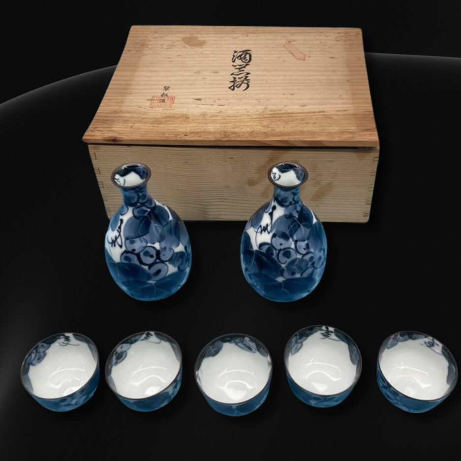 Set saké bouteilles tokkuri et 5 tasses o choko modernes cadeau Japon