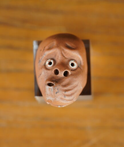 Netsuke japon masque hyottoko en céramique