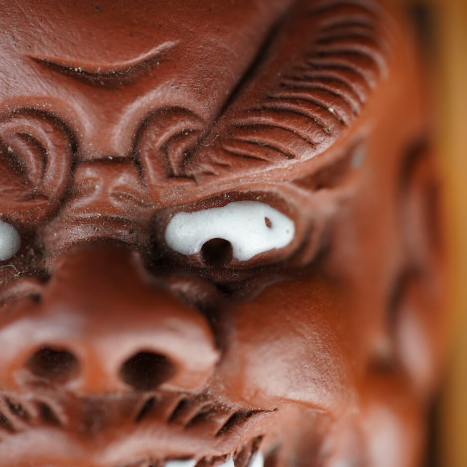 Netsuke japon masque démon en céramique