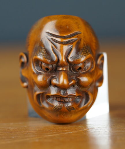 Netsuke japon masque homme en bois